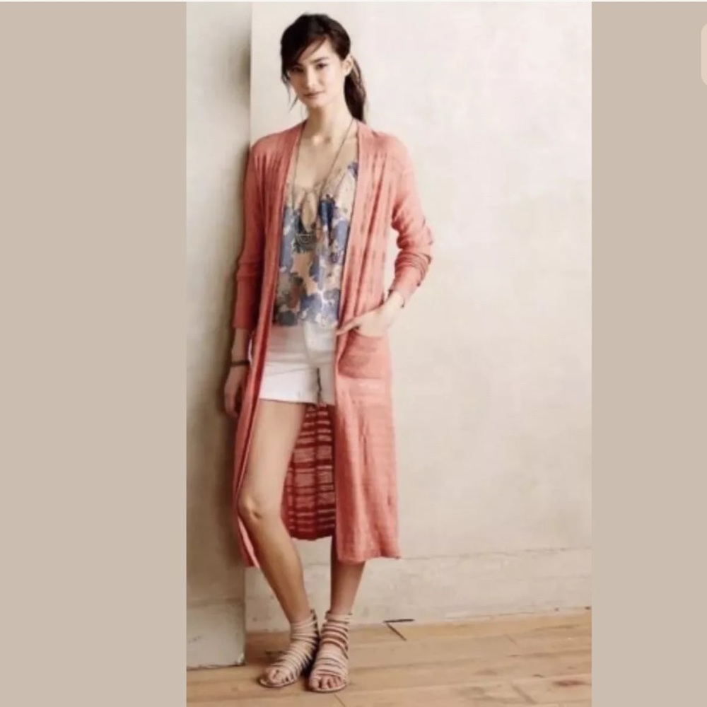 Anthropologie Moth Peach Sun Duster Sweater - Picture 1 of 7
